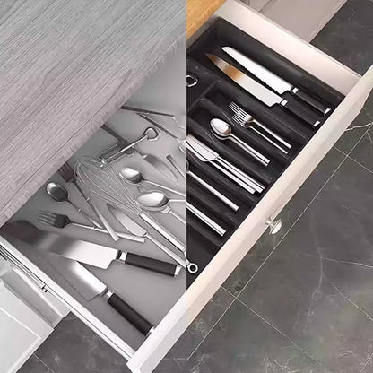 Uttrekkbar og justerbar bestikkholder for kjøkkenet