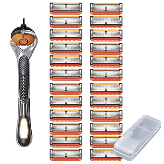 ProShave 6 – Barberhøvler med 6 blader i pakke med 24/48 stk. Klassisk trygg barbering med seks blader for presisjon, komfort og lang levetid