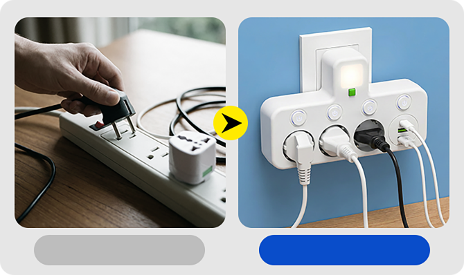 Multiport EU-stikkontaktadapter