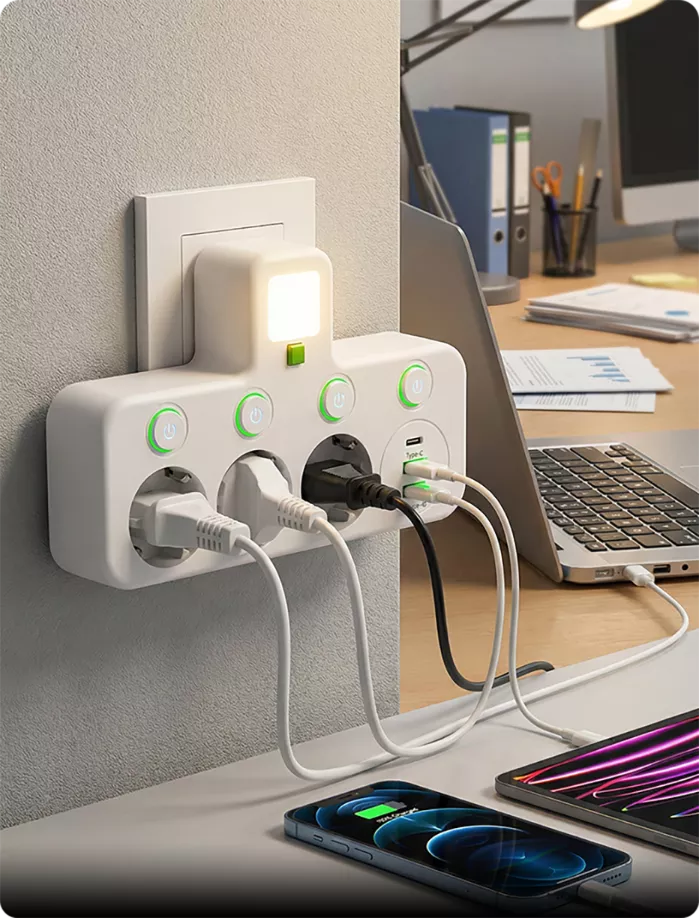 Multiport EU-stikkontaktadapter