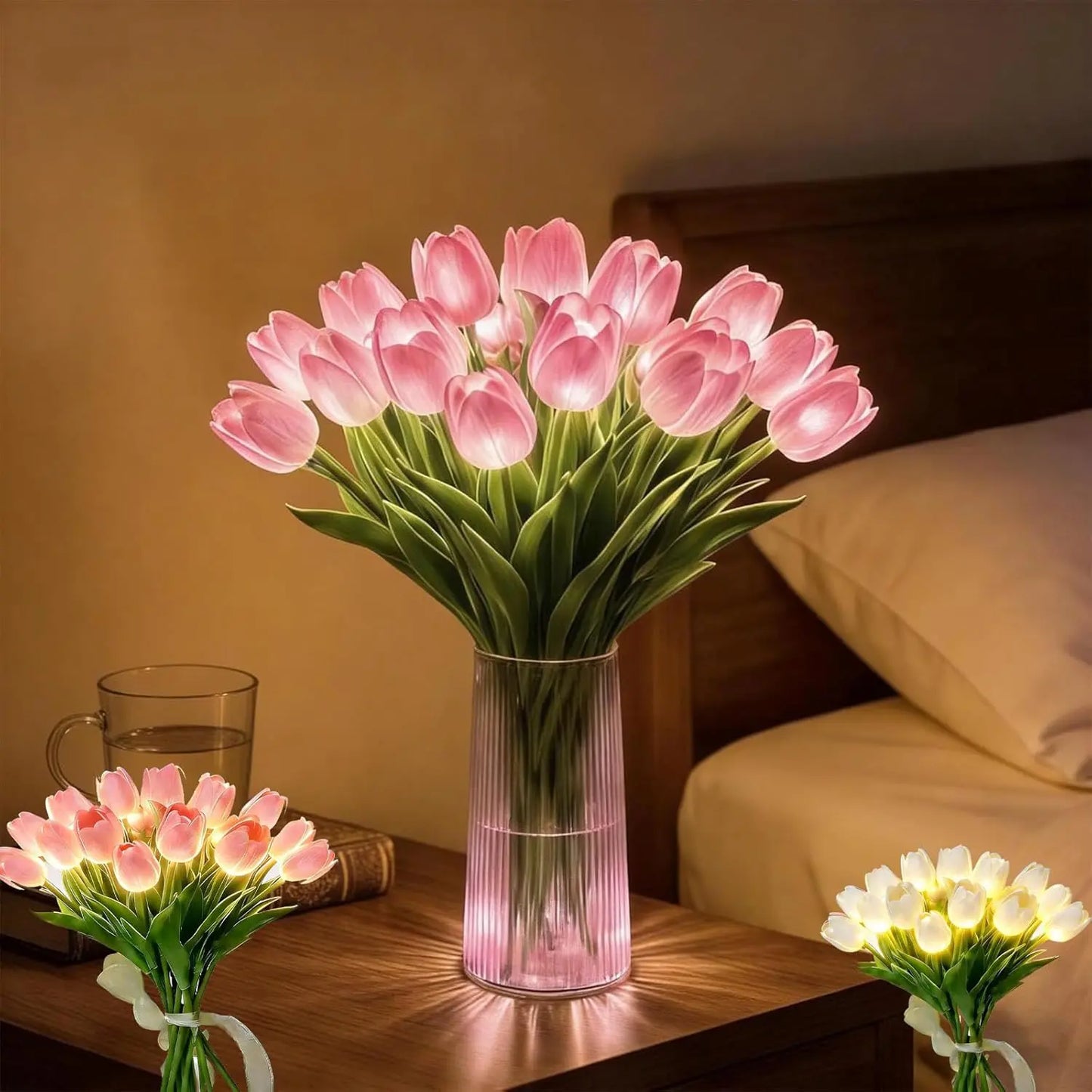 Romantisk LED-tulipanlampe – Batteridrevne LED-tulipaner som kombinerer blomsterdekorasjon med myk stemningsbelysning