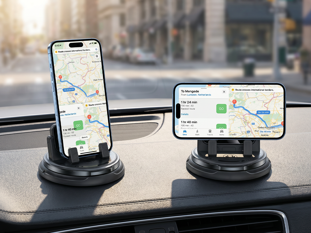 Roterbar telefonholder for dashbord