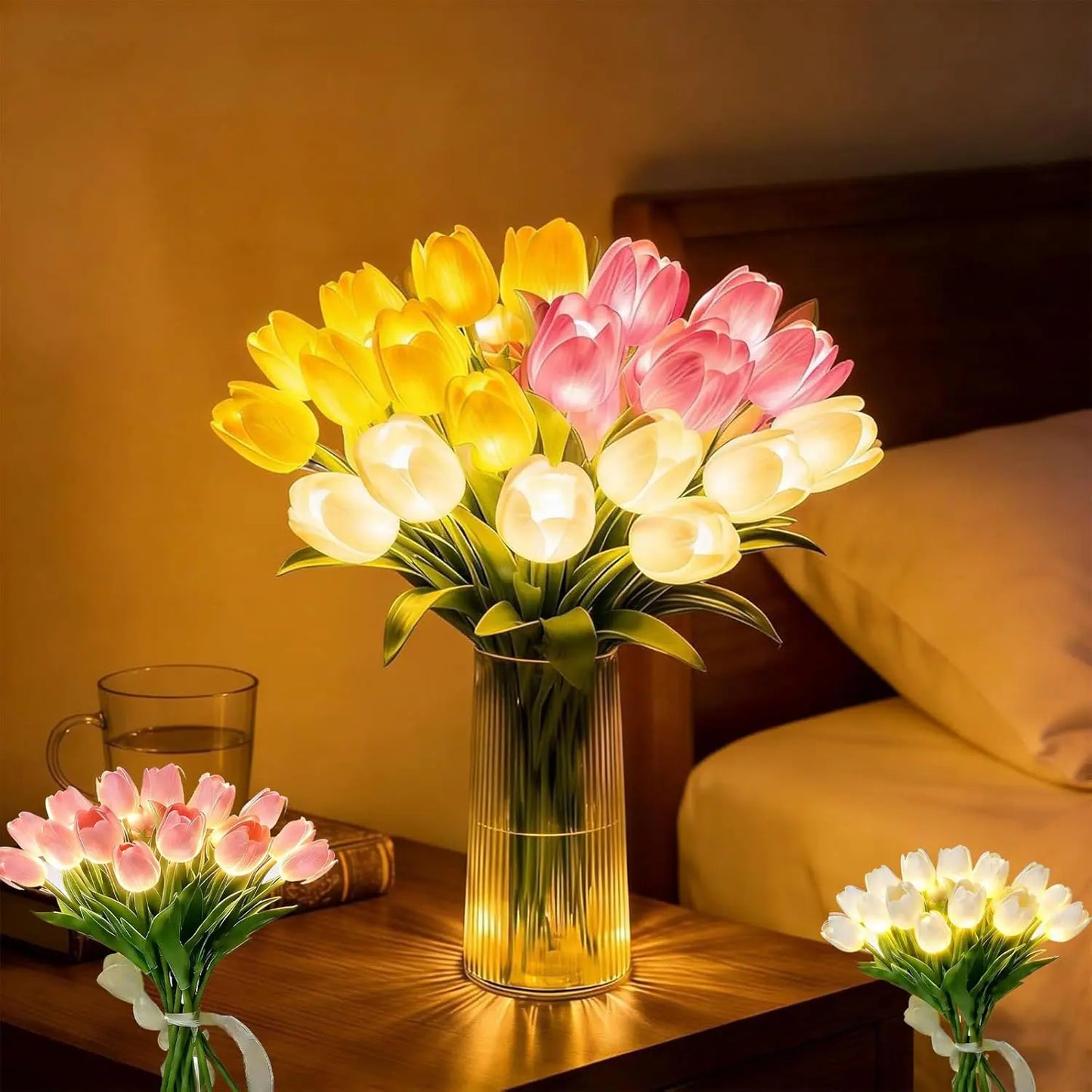 Romantisk LED-tulipanlampe – Batteridrevne LED-tulipaner som kombinerer blomsterdekorasjon med myk stemningsbelysning