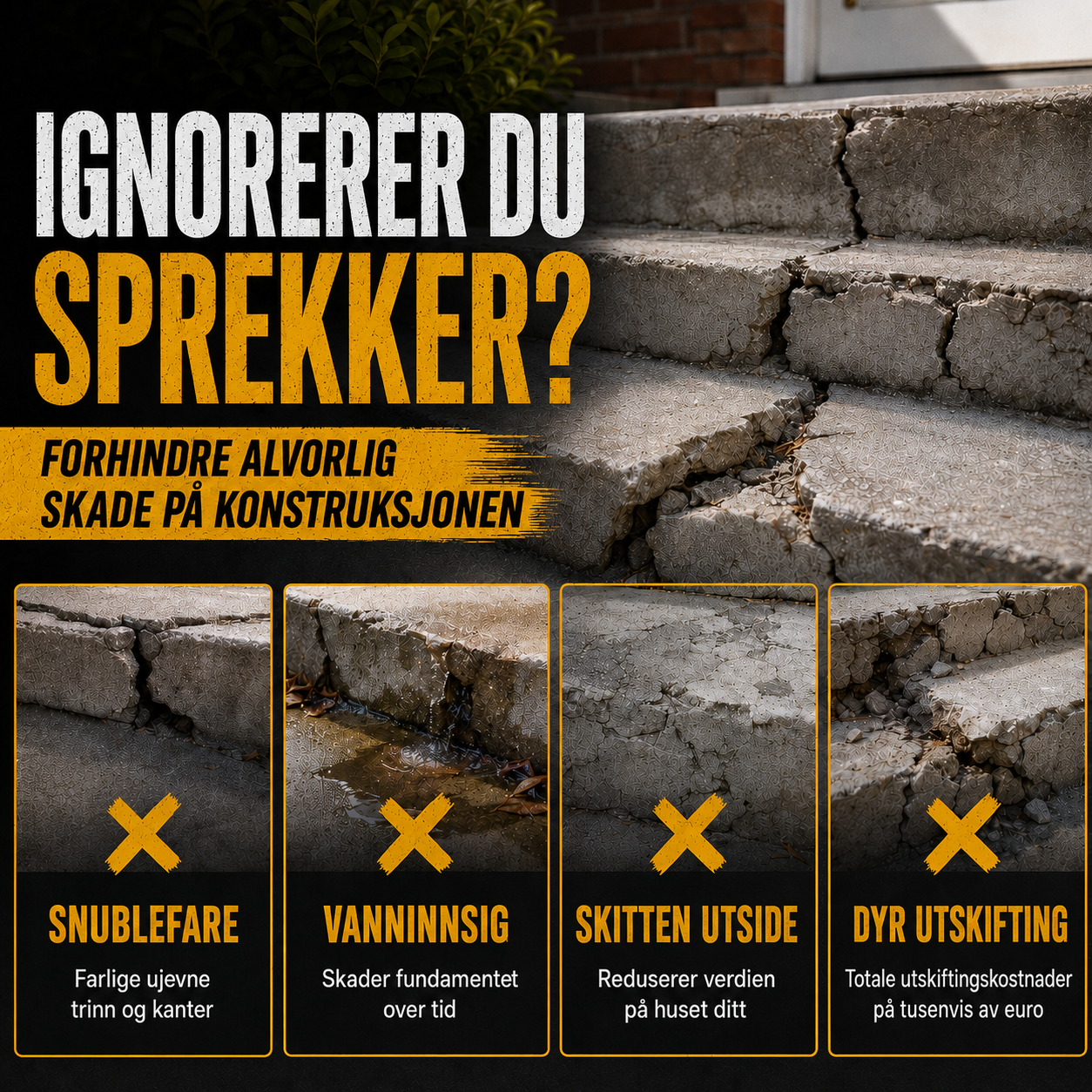 Betonglim for trappereparasjon – Perfekt for trapper, innkjørsler og terrasser