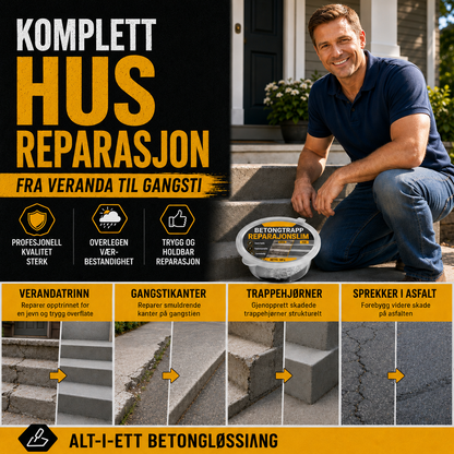 Betonglim for trappereparasjon – Perfekt for trapper, innkjørsler og terrasser