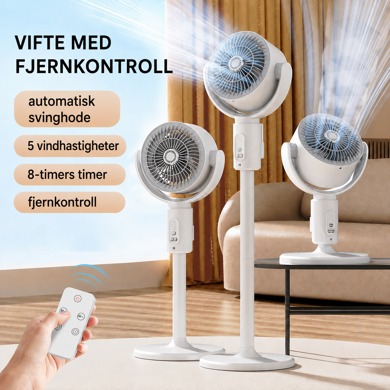 Motorisert stående vifte