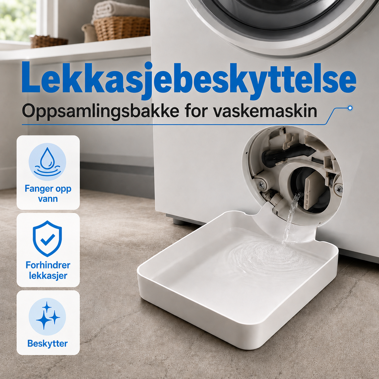Lekkasjebrett for vaskemaskinen