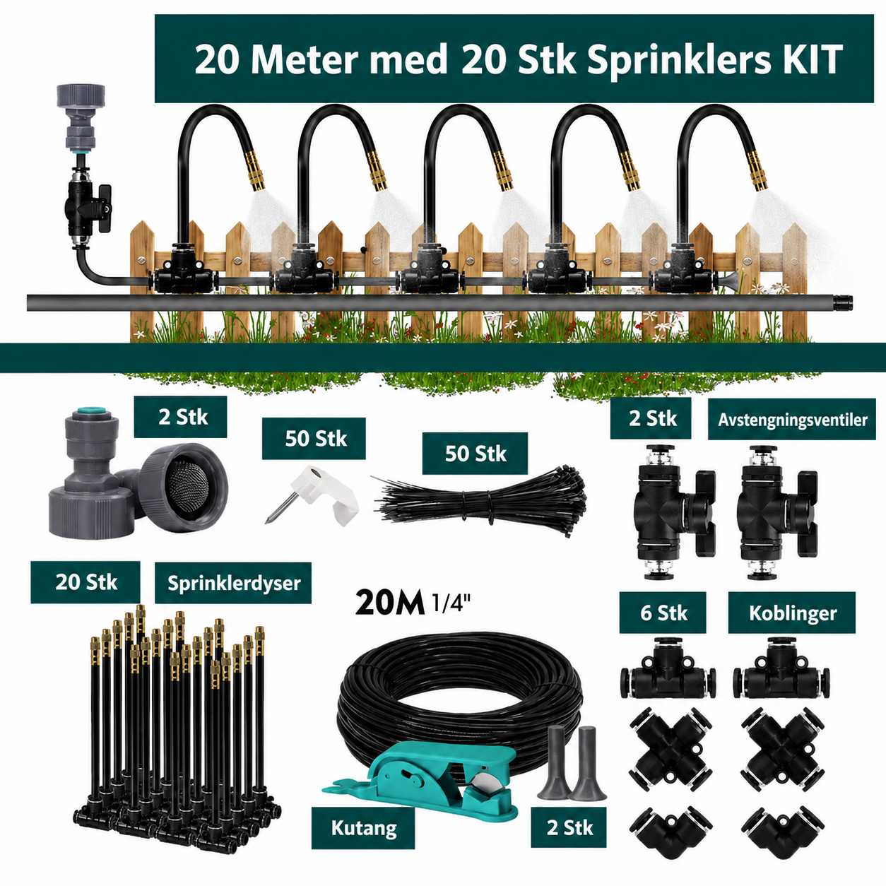 Vanningssystem: Sett med slange og ventiler