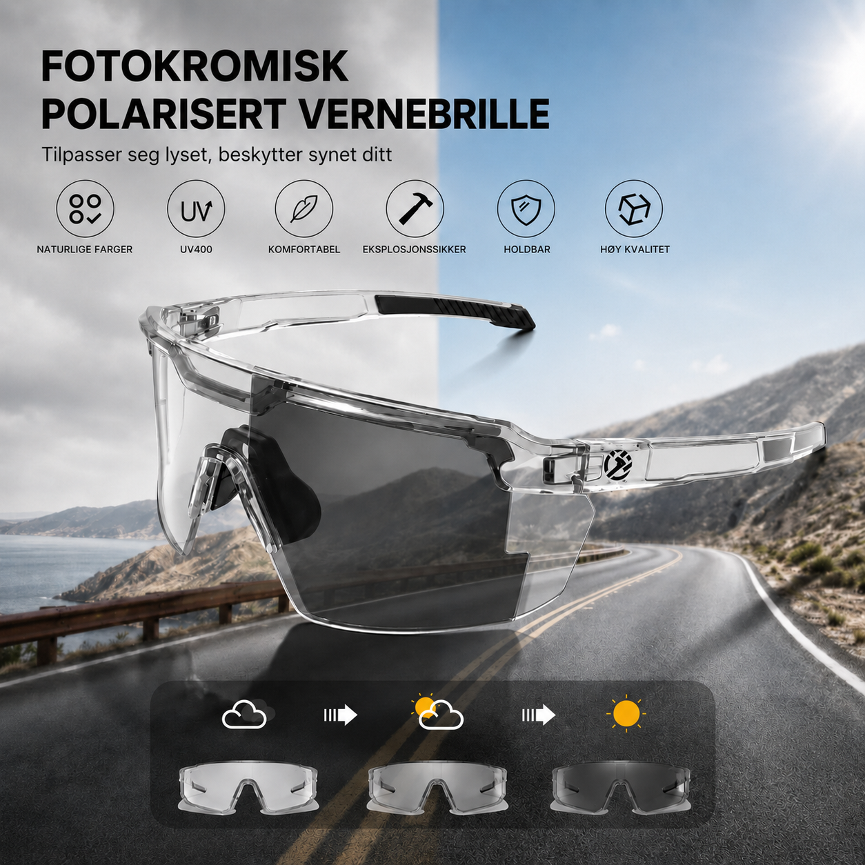 Solbriller med adaptive linser