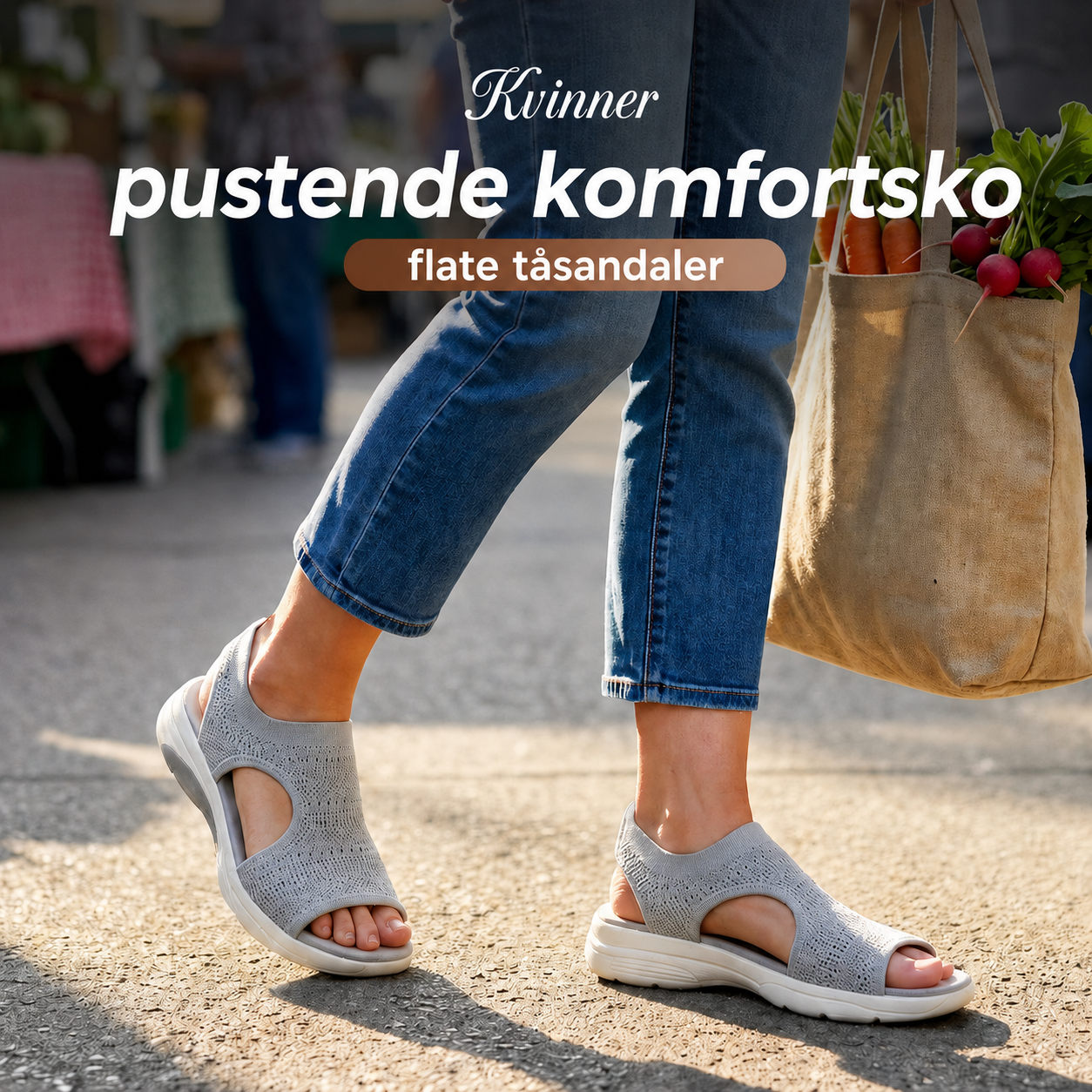 Komfortable, pustende flate sandaler