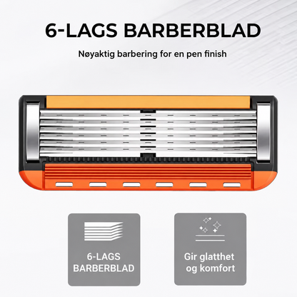 ProShave 6 – Barberhøvler med 6 blader i pakke med 24/48 stk. Klassisk trygg barbering med seks blader for presisjon, komfort og lang levetid