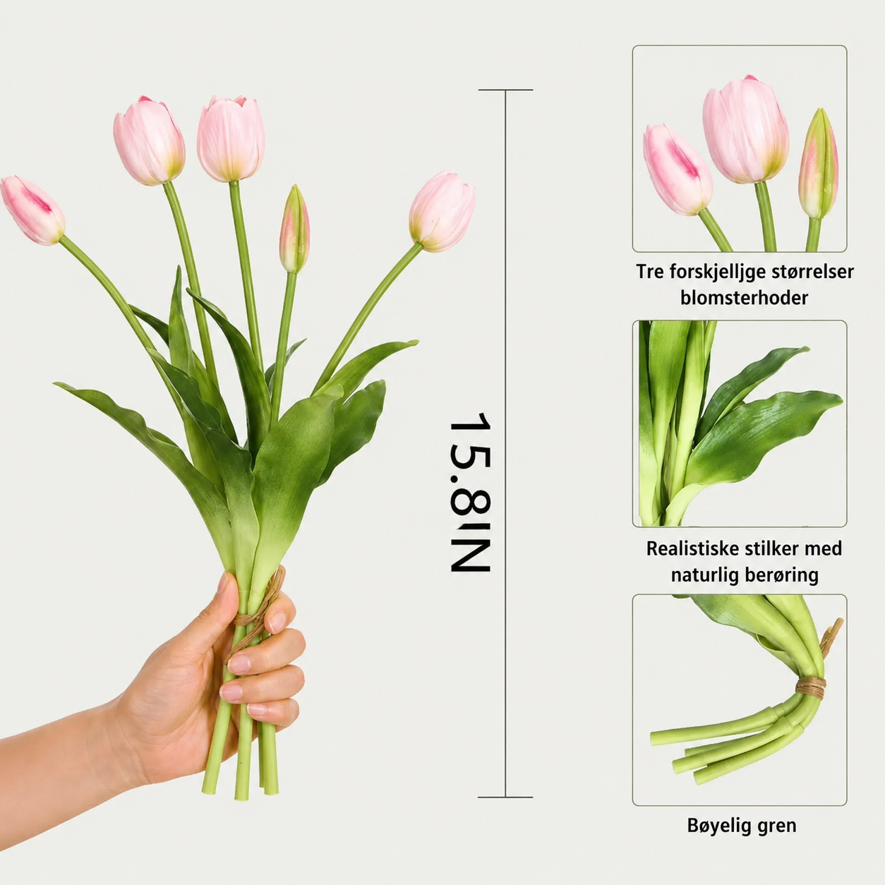 Everbloom Tulipaner – Real Touch naturtro kunstige tulipaner med realistisk tekstur