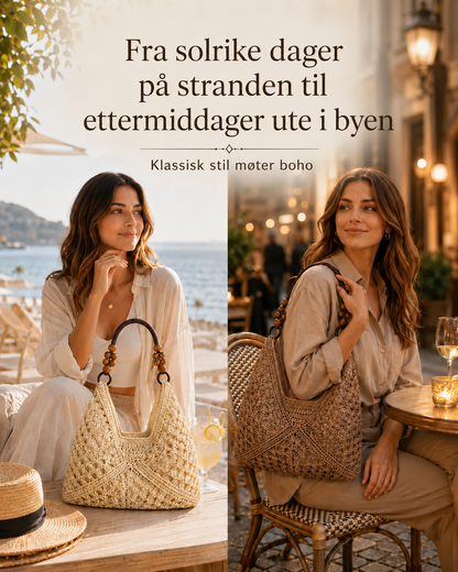 Klassisk vevd boho-bæreveske