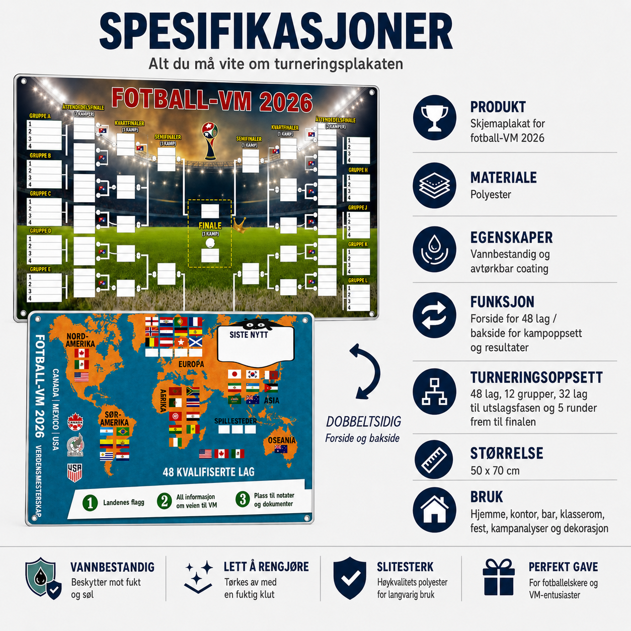 Programplakater for VM 2026 – Fyll inn, tipp og følg hele mesterskapet