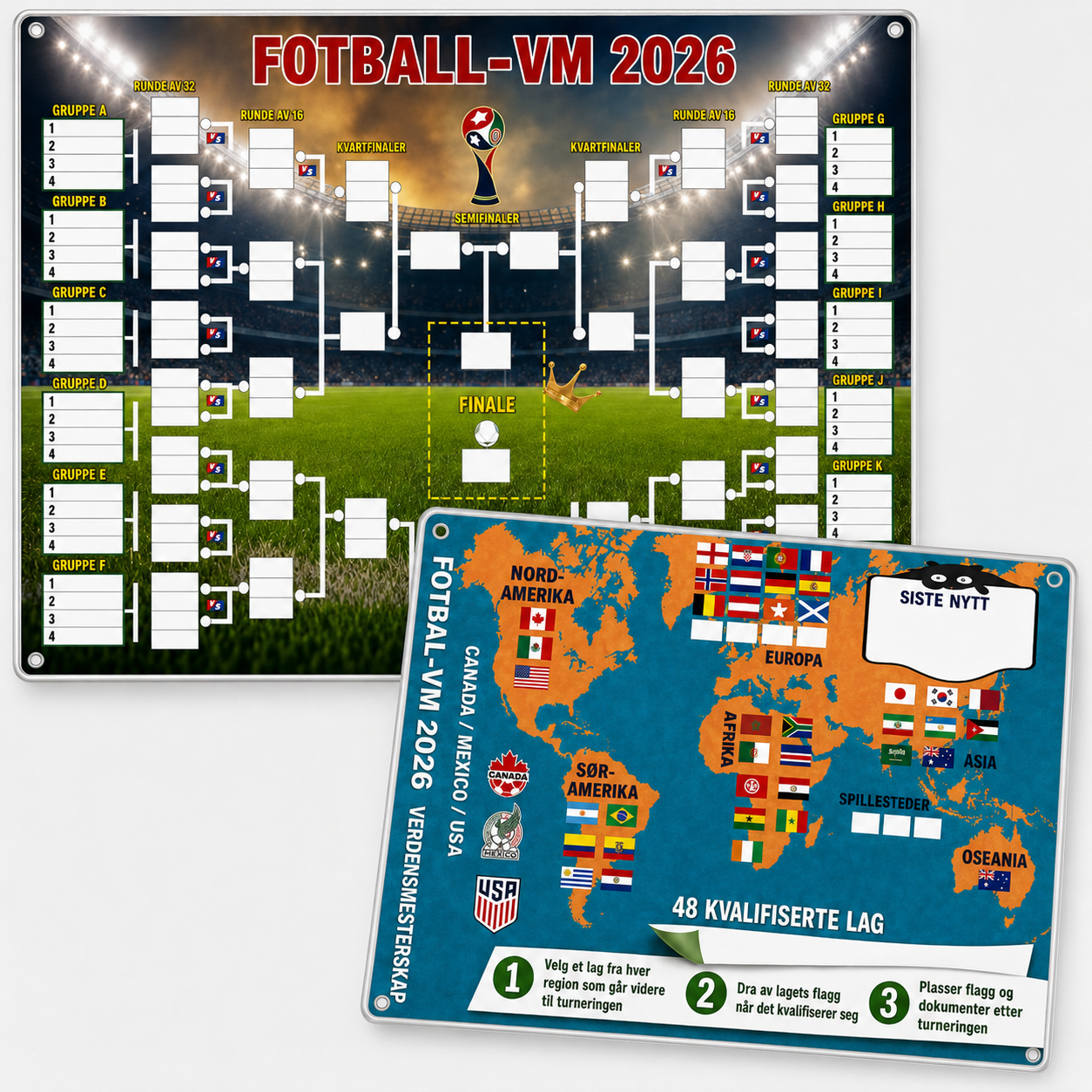 Programplakater for VM 2026 – Fyll inn, tipp og følg hele mesterskapet