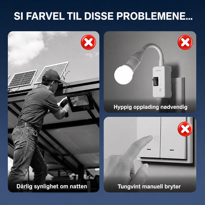 Solcelledrevet utelampe med bevegelsessensor og klipsfeste