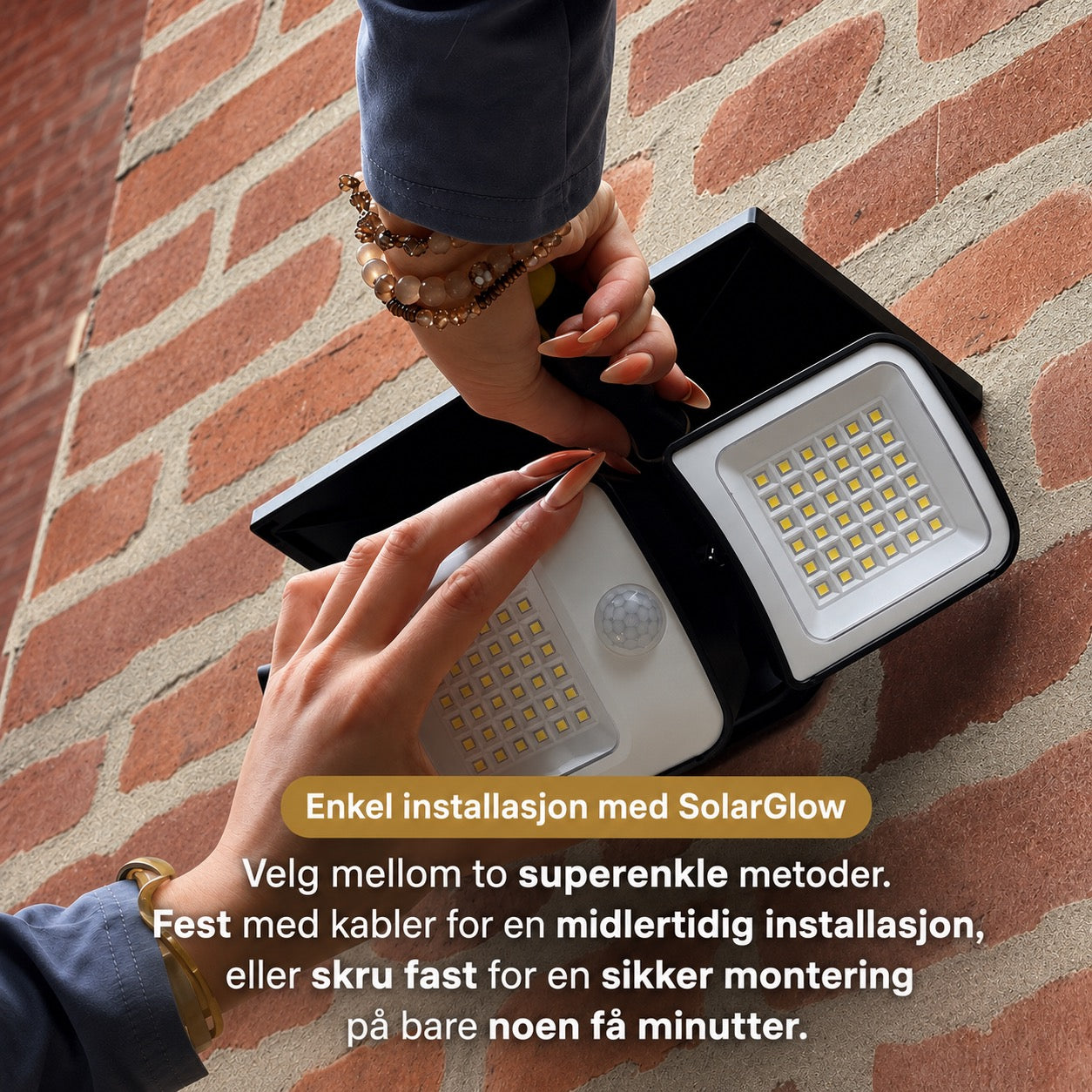 SolarGlow - Solcelledrevet utelampe med bevegelsessensorer
