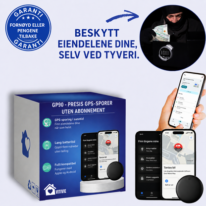 GP90 - Nøyaktig GPS-Tracker uten Abonnement (Android/Apple)