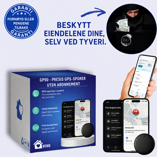 GP90 - Nøyaktig GPS-Tracker uten Abonnement (Android/Apple)