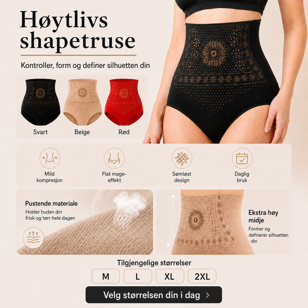 Formende Shorts med Høyt Liv