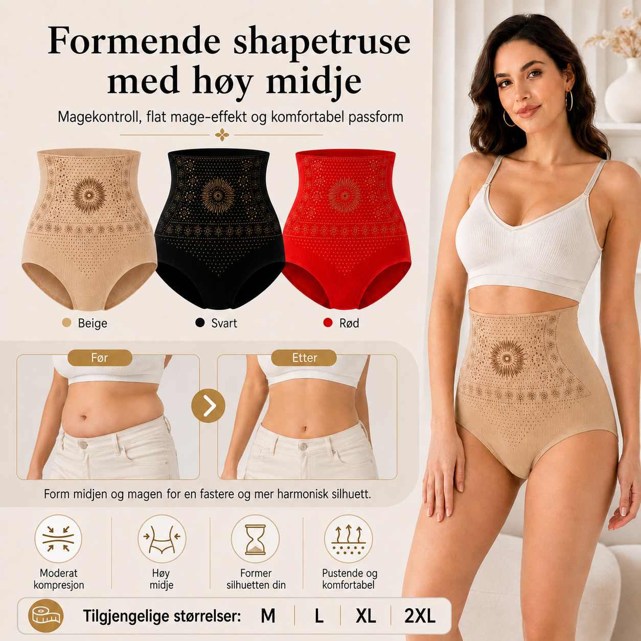 Formende Shorts med Høyt Liv