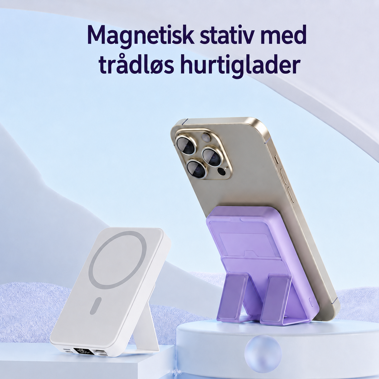Magnetisk Trådløs Powerbank med Stativ
