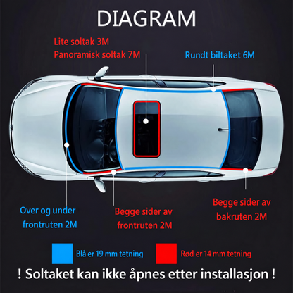 Gummitetningslist til bil, kan klippes til