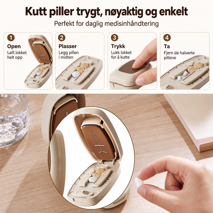 Bærbar pilledeler – kutter tabletter nøyaktig, kompakt design for reise og hjemmebruk