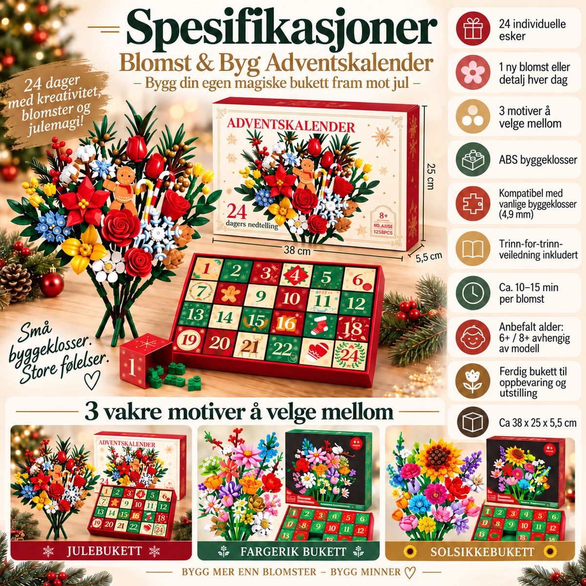 Blomsterbukett Adventskalender – Lag din egen magiske bukett til jul