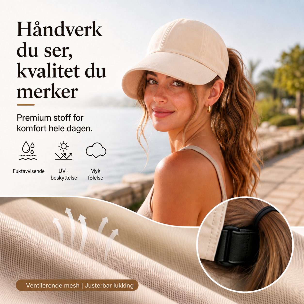 Solhatt med åpning for hestehale