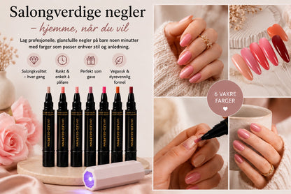 SalonPen – 3-i-1 gelpenn for negler med UV-lampe (pakke med 6 stk.)