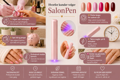 SalonPen – 3-i-1 gelpenn for negler med UV-lampe (pakke med 6 stk.)