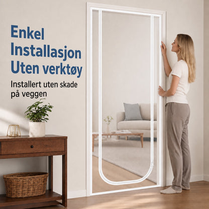 Myggnettingdør med glidelås – slitesterkt stoff som motstår riper, holder katter og hunder trygt inne eller ute, perfekt for varme dager og frisk luft