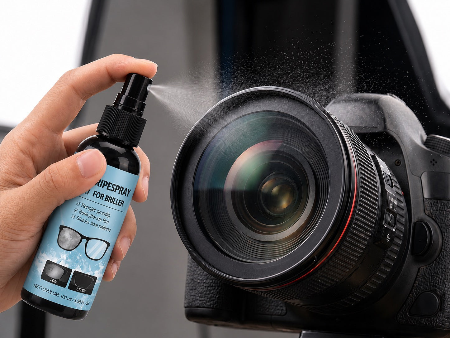 Reparasjonsspray for riper på brilleglass