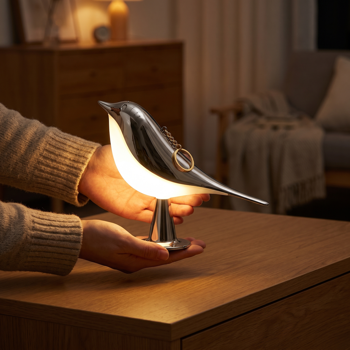 Trådløs Fuglelampe med Berøringsdimmer
