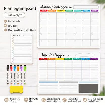 Magnetisk familieplanlegger – Måneds-, uke- og dagsoversikt