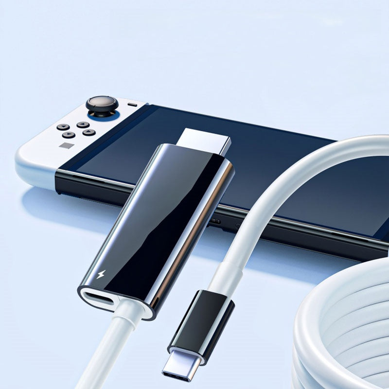 USB-C til HDMI-adapterkabel – Strøm, spill og lad samtidig – For Switch, mobil og nettbrett