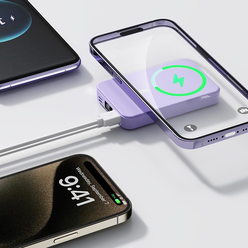 Magnetisk Trådløs Powerbank med Stativ